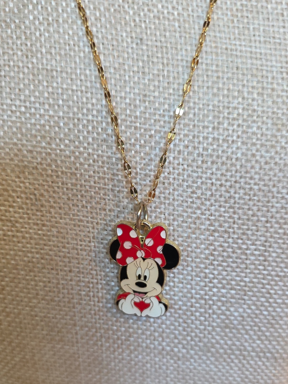 Disney Minnie Mouse Enamel Pendant Necklace in Red, Black, White and Gold